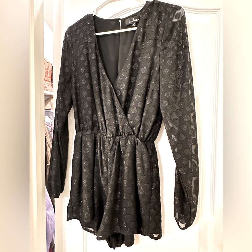 Lulus glitter black shorts romper
